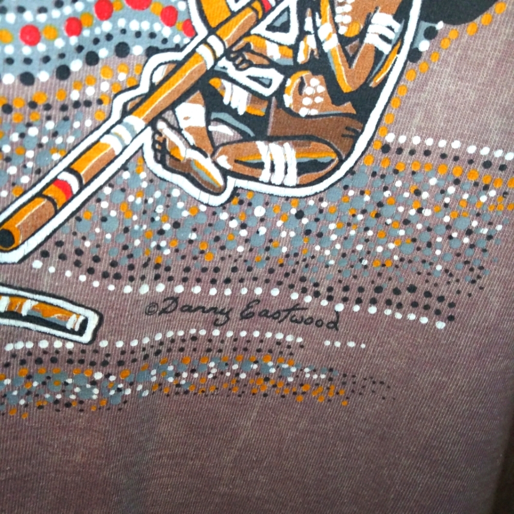 Vintage Danny Eastwood Aboriginal Art Australia "The Corroboree" Gooses T-Shirt - Picture 7 of 11